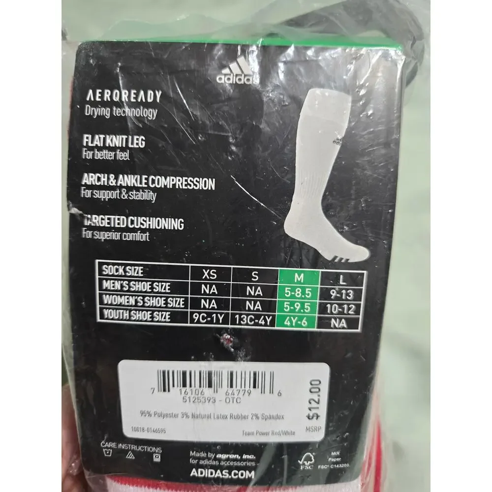 Adidas medium men's 2 pair of red soccer socks new with tags